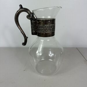 Vintage Corning Glass Carafe, Silver Plate, Fits Separate Pouring/ Warming Stand
